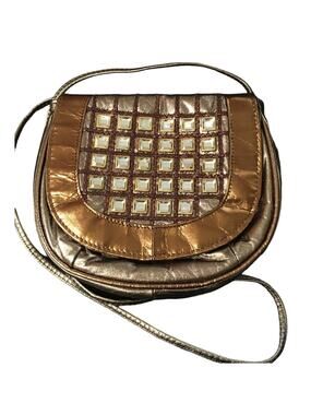 NWOT Vintage Samir Handbag Leather Gold, Bronze Metallic Jeweled Crossbody Purse
